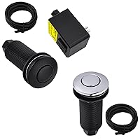 Garbage Disposal Air Switch Kit, UL Listed, Sink Top Long Push Button, Matte Black, Chrome
