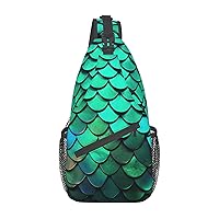 Scales of Mermaid Print Sling Bag Shoulder Sling Backpack Travel Hiking Chest Bag For Men Women