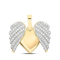 The Diamond Deal 10kt Yellow Gold Womens Round Diamond Wing Heart Pendant 1 Cttw