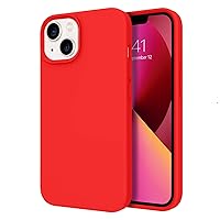 DOMAVER for iPhone 13 Case, iPhone 13 Phone Case Silicone Soft Gel Rubber Microfiber Lining Cushion Texture Cover Shockproof Protective-Red