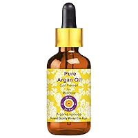 Deve Herbes Pure Argan (Moroccan) Oil (Argania spinosa) with Glass Dropper Cold Pressed 30ml (1 oz)