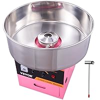 VEVOR Electric Cotton Candy Machine, 1000W Commercial Floss Maker with Stainless Steel Bowl, Sugar Scoop and Drawer, Perfect for Home, Kids Birthday, Family Party, Pink