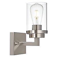 MELUCEE Modern Wall Lights for Bathroom, 1-Light Farmhouse Vanity Light with Clear Glass Shade, Industrial Sconce Wall Lighting in Brushed Nickel for Bathroom, Entryway, Kitchen