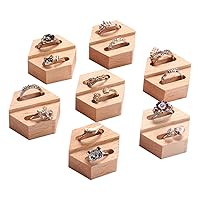 1pc Box Wooden Rings Stand Ring Display Stand Christmas Kitchen Cabinet Swag Display Easel Display Shelves Geometric Wooden Ring Display Jewelry Bamboo Ring Holder