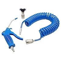 Truck Air Seat Blow Gun Kit - 16 Foot Hose and 14inch Quick Connects Blue