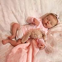Angelbaby Reborn Realistic Baby Dolls Silicone Full Body Real Life Newborn Baby Girl Sleeping Doll 18 inch Lifelike Waterproof Baby Born Hand Painted Babies Doll Toys for Toddlers Gifts