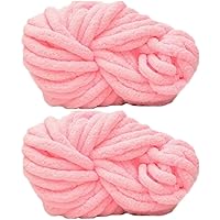 2 Pack of Soild Color Knitting Yarn Chunky Chenille Yarn for DIY Arm Hand Knitting Spin Yarn Blanket Hat Scarf Chunky Blanket Bag 500g