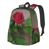 Candles And Roses Backpack Print Shoulder Canvas Bag Travel Large Capacity Casual Daypack With Side Pockets