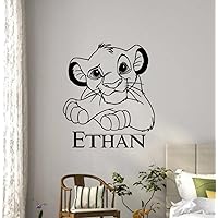 Personalized Lion King Wall Decal Simba Decal Vinyl Sticker Custom Name Wall Art Game Room Design Housewares Kids Room Decals Bedroom Wall Decor Removable Wall Mural Poster 1238