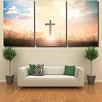 ORDIFEN 3 Piece Wall Art Prints For Wall Decor Concept Silhouette Cross Large Wall Art 3 Pieces Pictures Modern Artwork For Living Room Bedroom Wall Painting Decoration