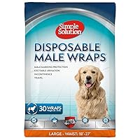 Simple Solution Disposable Dog Diapers for Male Dogs | Male Wraps with Super Absorbent Leak-Proof Fit | Excitable Urination, Incontinence, or Male Marking | Large | 30 Count