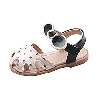 Flat Sandals for Girls Toddler Beach Shoes Girls Kids Shoes Soft Soled Dot Non Slip Bowknot Kids Slip on Rubber Shoes