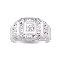 RYLOS Mens Diamond Ring 14K Yellow or 14K White Gold Comfort Fit 2.25 Carats Total Diamond Weight