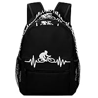 Bike Cycling Heartbeat Lifeline Unisex Laptop Backpack Lightweight Shoulder Bag Travel Daypack