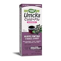 Nature's Way Umcka Cold+Flu Homeopathic, Fever**, Sore Throat, Cough, Congestion, Minor Aches/Pains** , Phenylephrine Free, Non-Drowsy, Berry Flavored, 4 Fl. Oz. Elderberry Syrup