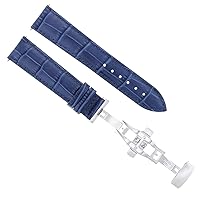 Ewatchparts 19/16MM LEATHER BAND STRAP BUTTERFLY DEPLOYMENT CLASP COMPATIBLE WITH OMEGA DEVILLE BLUE 2B