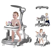 Baby Walkers, 5 and 1 Baby Walker with Wheels, Walker for Babies 4-Height Baby Walkers and Activity Center for Boys Girls, Baby Walkers for Babies 7-18 Months, Baby Walkers and Activity Center (Grey)