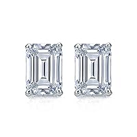 2 TCW Emerald Cut Moissanite Earring Diamond Stud Earring Solitaire Anniversary Earring Engagement Birthday Promise Gifts for Her