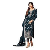 Heavy Embroidery Worked Salwar Kameez Trouser Pant Suit with Dupatta Ready to Wear Dresses