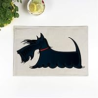 Set of 4 Placemats Red Dog Scottie Scotland Breed Hair Long Animal Beard Non-Slip Doily Place Mat for Dining Kitchen Table