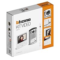 Bticino 364613 Video Intercom for a House, 2 Wires for the Wall, 1 External Button with Doorbell and Camera + 1 Interior Display, White, 5 Inches in Colour with Hands-Free Function, Expandable for