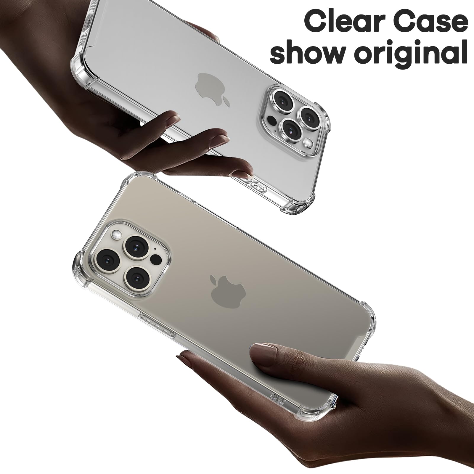 ORIbox for iPhone 15 Pro Max Case Clear, with 4 Corners Shockproof Protection,iPhone 15 Pro Max Clear Case for Women Men Girls Boys Kids, Case for iPhone 15 Pro Max Phone Clear