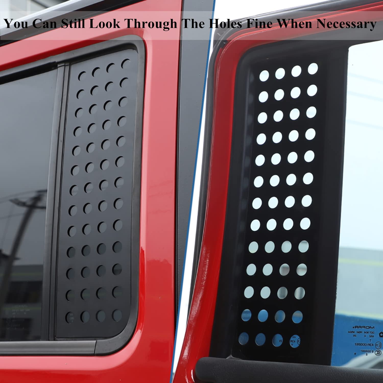 Metal Rear Door Window Decals for 2007-2017 Jeep Wrangler JK JKU Unlimited Sahara Rubicon Sports 4-Door Glass Strip Decals Cover Trim (JK Black)