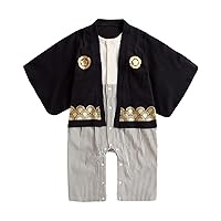 Infant Boys Spring Summer Long Sleeve Japanese Kimono Romper Jumpsuit Japanese Costume Short Sleeve Pant