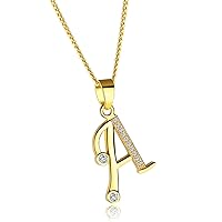YOUFENG 18K Gold Initial Letter Pendant Necklace for Women A-Z Alphabet Cubic Zirconia Personalized Name Necklaces Gift for Her