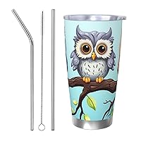 20 oz Tumbler Stainless Steel Vacuum Insulated Water Coffee Tumbler Cup Owls on a Branch Printed Double Wall Travel Mug with Lid Insulated Coffee Mug