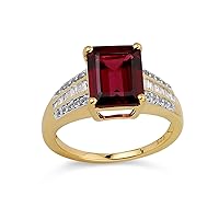 Bling Jewelry Customizable Art Deco Style Statement 3-5CT Emerald Garnet Amethyst Gemstone Ring for Women Rose Gold Plated .925 Sterling Silver Baguette Square Cushion Cut