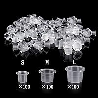 UPTATSUPPLY Tattoo Ink Cups 300Pcs Mixed Size Permanent Makeup Pigment Clear Holder Container Cap Tattoo Accessory