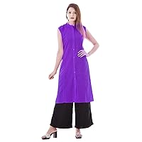 Women's Long Kurti With Plazo Set Dress Suit Tunic Wedding Wear Maxi Purple Color Plus Size