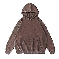 Oversized Hoodie for Men Trendy Washed Sweatshirt for Adult Loose Fit Cotton Pullover for Youth