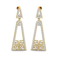 1.69 Ctw Natural Diamond With 14K White/Yellow/Rose Gold Luxury Triangle Design Drop Style Earrings With VVS Certificate