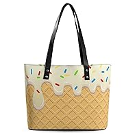 Womens Handbag Ice Cream Leather Tote Bag Top Handle Satchel Bags For Lady