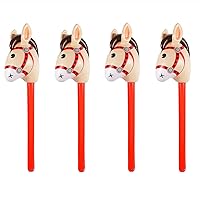 4 Pieces Inflatable Stick Horse Inflatable Stick Horse Balloon Funny Stick Horse Toy for Kids Inflatable Stick Horse Birthday Gift Cowboy Party Supplies (37 Inch Brown)