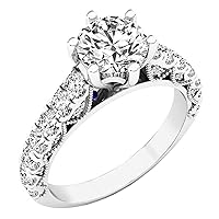 Dazzlingrock Collection 2.68 Carat (ctw) Round White Cubic Zirconia CZ Ladies Engagement Ring, Sterling Silver