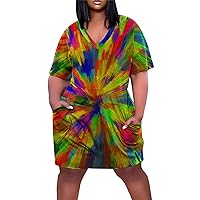 Short Sleeve Maxi Dress for Women,Womens Summer Casual Plus Size Loose T Shirt Midi Dress Swing Short Sleeve Ba