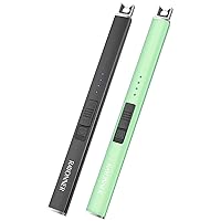 RAYONNER Lighter Electric Lighter Candles Lighter Rechargeable USB Lighter Arc Lighter (Light Green+Black, Packs of 2)