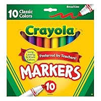Crayola Broad Line Markers, Classic Colors 10 Each, 10 Count (Pack of 1)