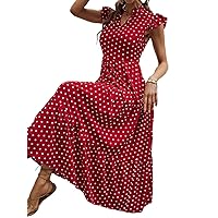 Womens' Dress Polka Dot Print Ruffle Hem Dress Summer Dresses for Women