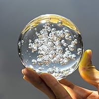 Crystal 2.3 inch (60mm) Bubble Crystal Ball Paperweight Gorgeous Glass Ball for Decorative Ball Lensball Photography Gazing Divination or Feng Shui and Fortune Telling Ball