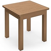 YEFU Outdoor Side Table, 18 Inch Adirondack Side Table Plastic Weather Resistant, HIPS High Strength Poly Wood Rustproof Waterproof Material for Patio, Outside, Pool, Front Porch Table(Teak)