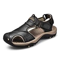 Mens Leather Hiking Sandals With Arch Support Orthopedic Sport Recovery Athletic Walking Sandals For Man Outdoor Summer Casual Sandals
