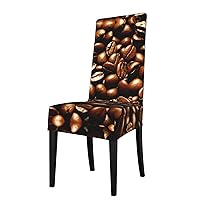 Funny Roasted Coffee Beans Print Dining Chair Cover Protection Cover Stretchy Washable Detachable and Suitable