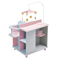 Olivia's Little World 6-in-1 Wooden Baby Doll Changing Station with Crib, Changing Table, High Chair, Double-Door Closet, Sink and Washing Machine, Multicolored