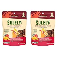 SOLELY Organic Dried Mango Strips with Chili and Salt, 2.8 oz | Three Ingredients | Vegan | Non-GMO | No Added Sugar (Pack of 2)