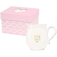White and Pink ''Mother, All I Am I Owe To You'' Porcelain Coffee Mug, 16 fl. oz.