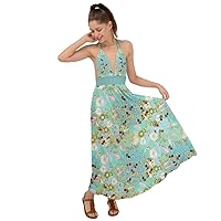 CowCow Womens Bee Honeycombs Honey Insect Honeybe Backless V Neck Maxi Dress, XS-3XL